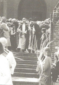 Father Gregory Dodge and the Rev. John Lane, Rector of Trinity Church lead the Palm Sunday procession