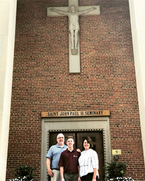 John Paul with his parents as he moved into the seminary