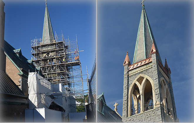 The renovation of the steeple