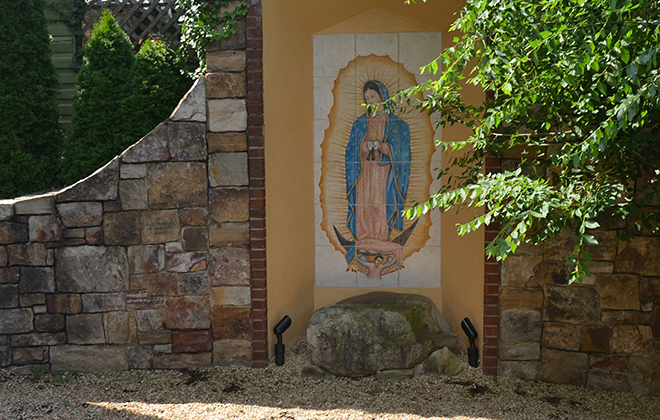The shrine of Our Lady of Guadalupe, patron saint of the unborn, is located on the grounds of St. Francis Parish.