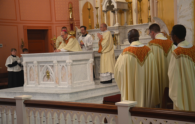 Bishop Barry Knestout visited St. Francis to dedicate the new altar after an extensive renovation of the church in 2023-2024.