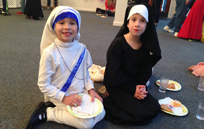 On the eve of All Saints' Day young people from the parish gather for a party where they dress as saints.