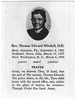 Mass card for Fr. Thomas Mitchell (died March 4, 1950)