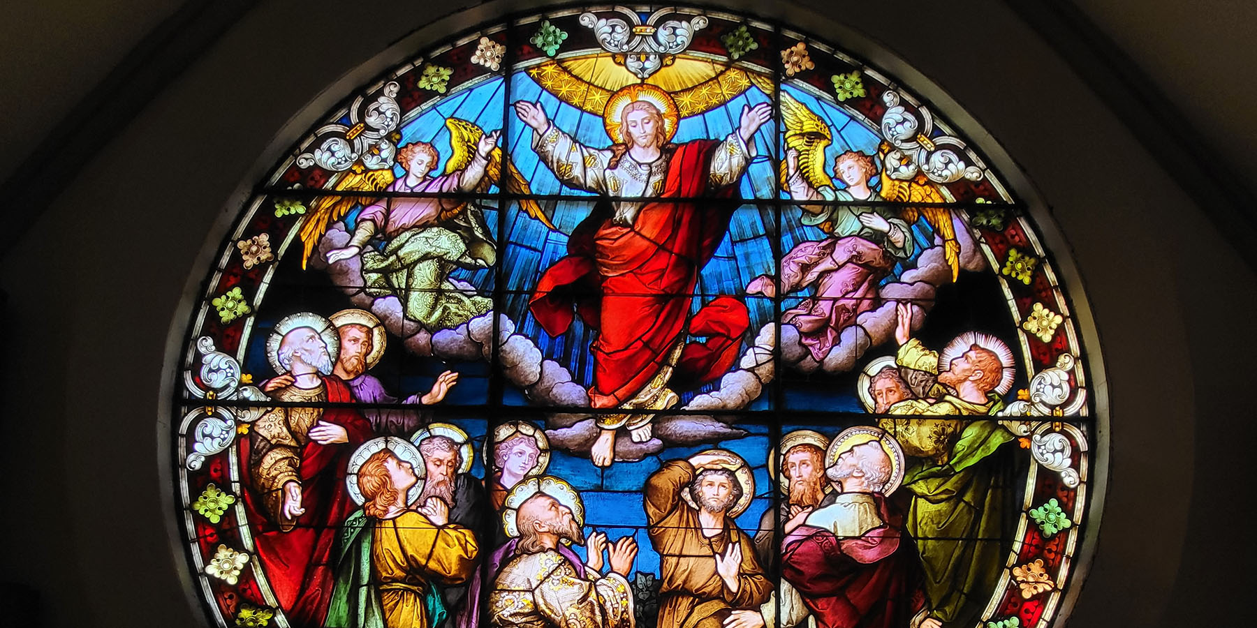 Ascension window in the choir loft of the church (photo by Jeremy Bailey)