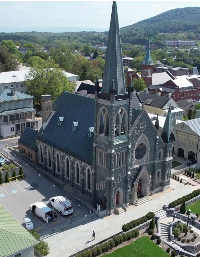 Aerial view of St. Francis Parish (courtesy of Harman Construction)