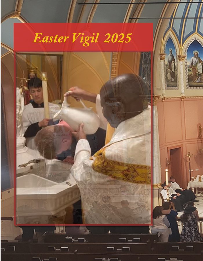 A baptism and the reception into the Church at the Easter Vigil 2025