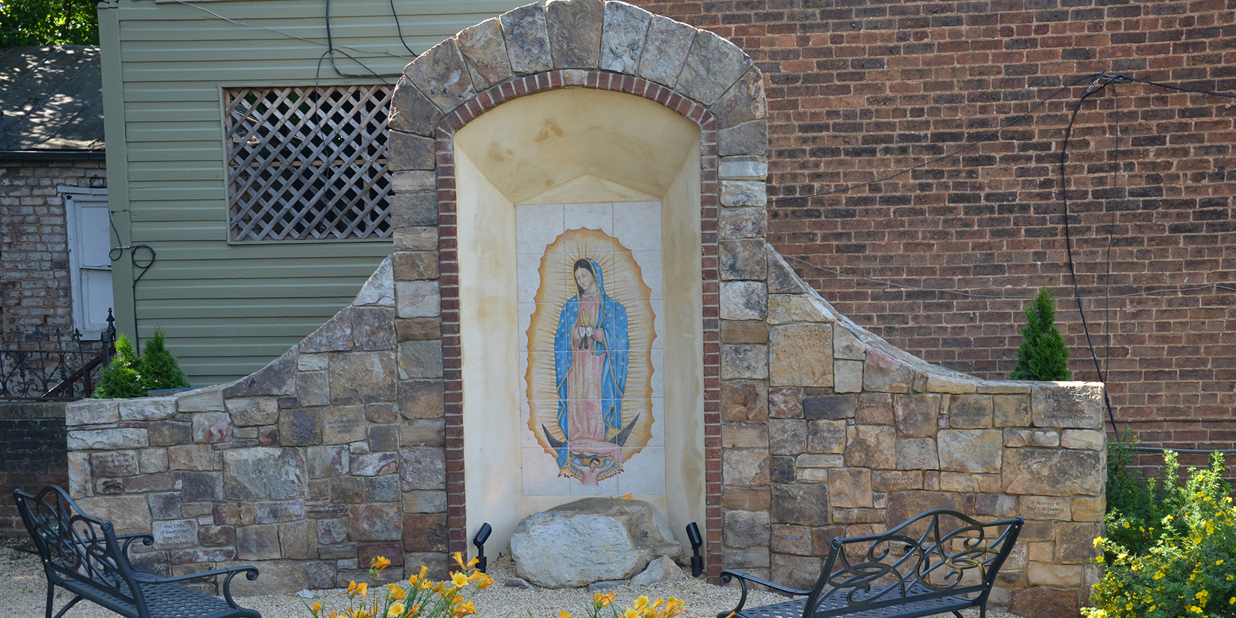 The garden dedicated to Our Lady of Guadalupe, patroness of the unborn