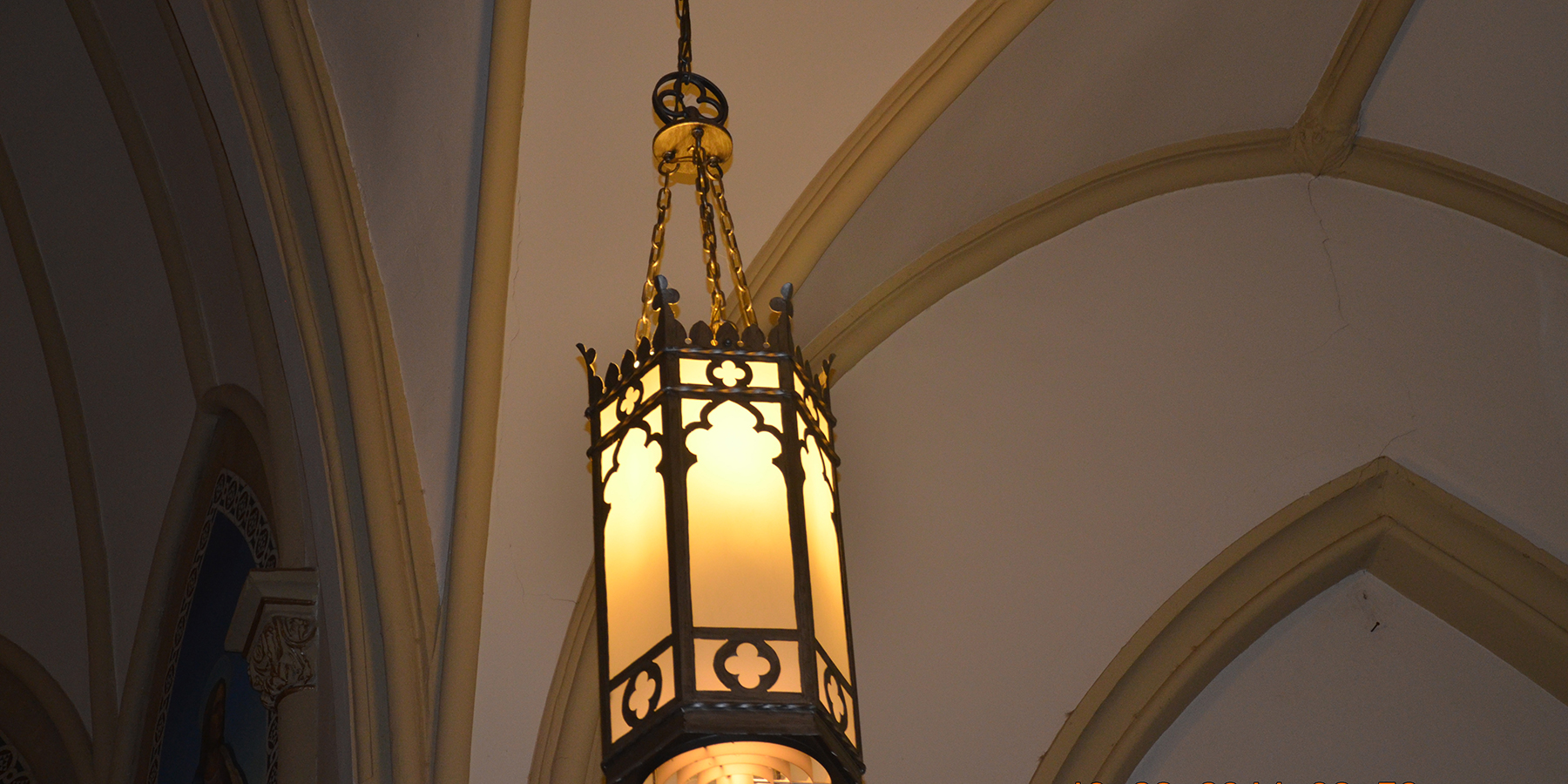 One of the ornamented lamps at St. Francis